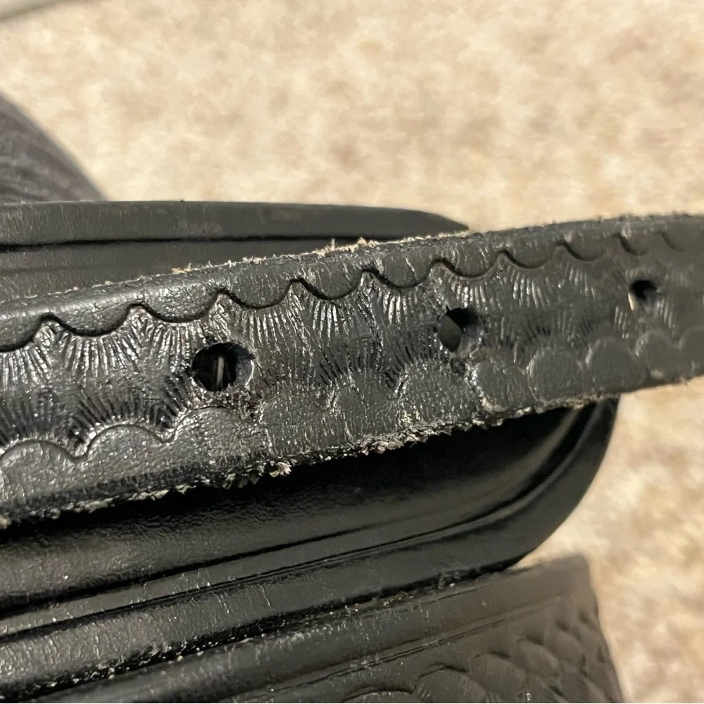 Triple K Black Leather Belt with Gold Buckle